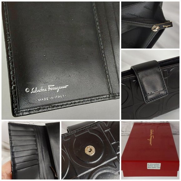 'SALVADOR FERRAGAMO' EMBOSSED LEATHER BI-FOLD WALLET, DUST BAG & BOX GIFT SET - Picture 11 of 16